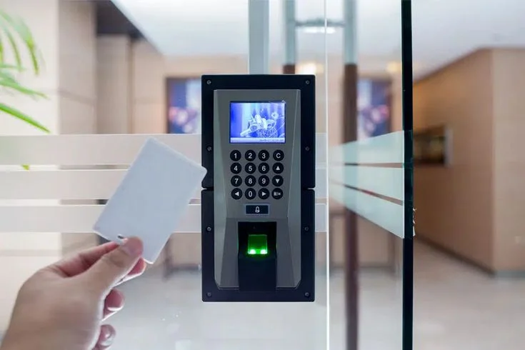Card reader at production floor door