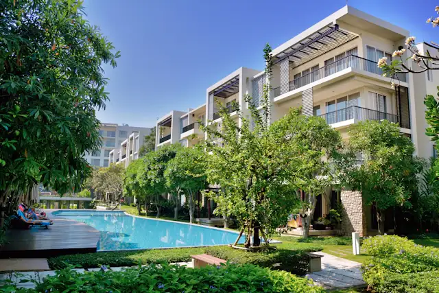 Apartment complex with pool