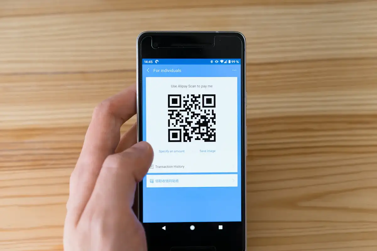 Phone showing a QR code pass