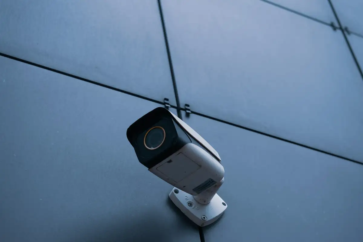 Bullet CCTV camera mounted on a wall
