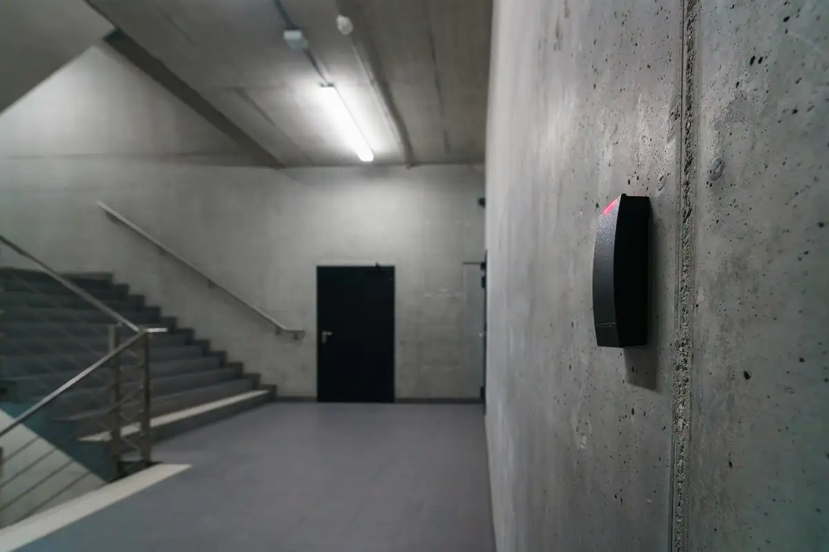 Card reader on a corridor wall