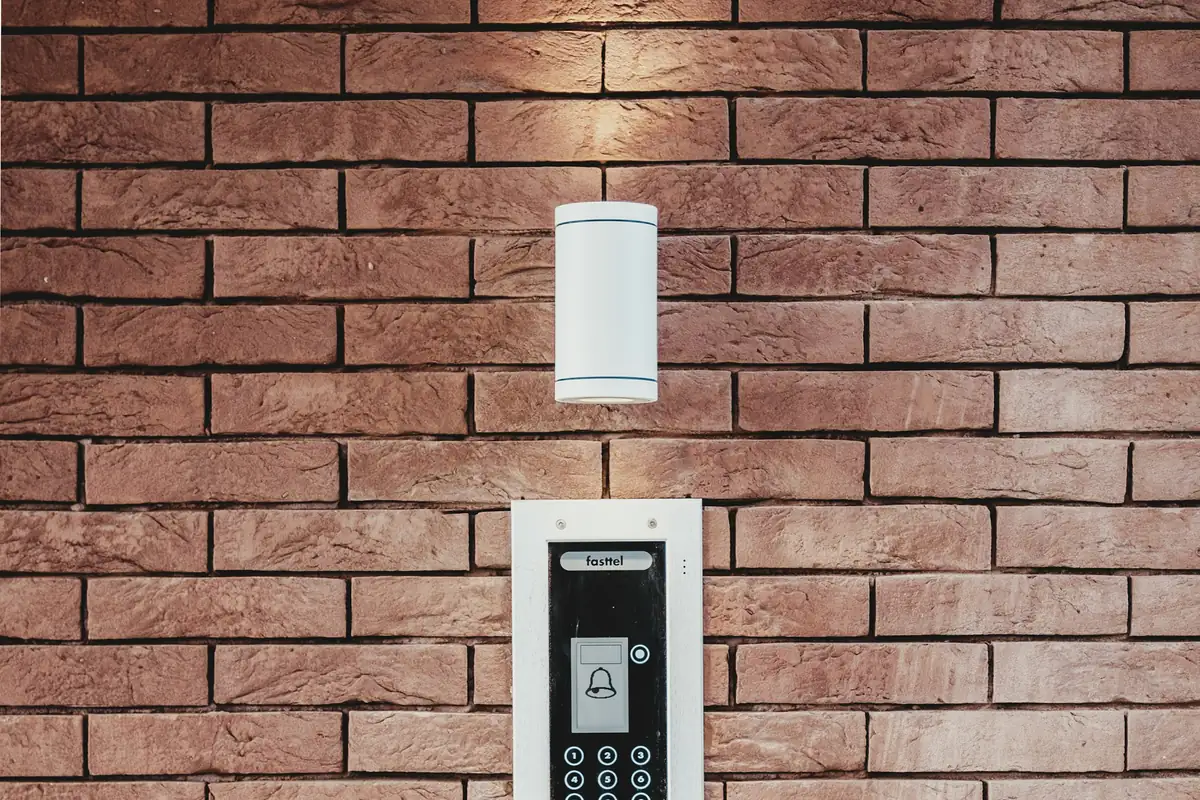 Intercom keypad on a wall