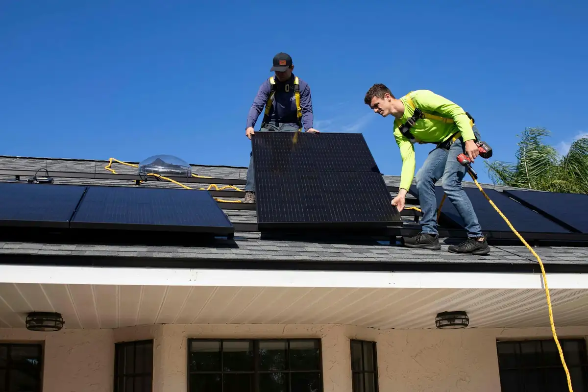 Solar panels being installed