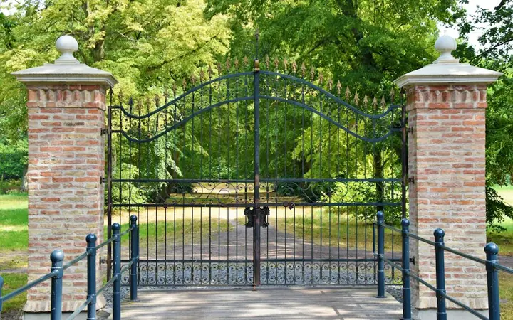 Metal gate at an estate entrance
