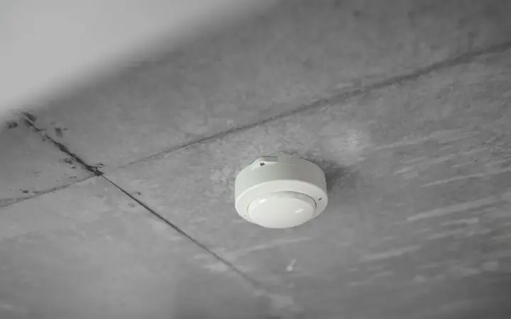 Fire alarm on a ceiling