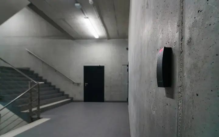 Office door with a card reader