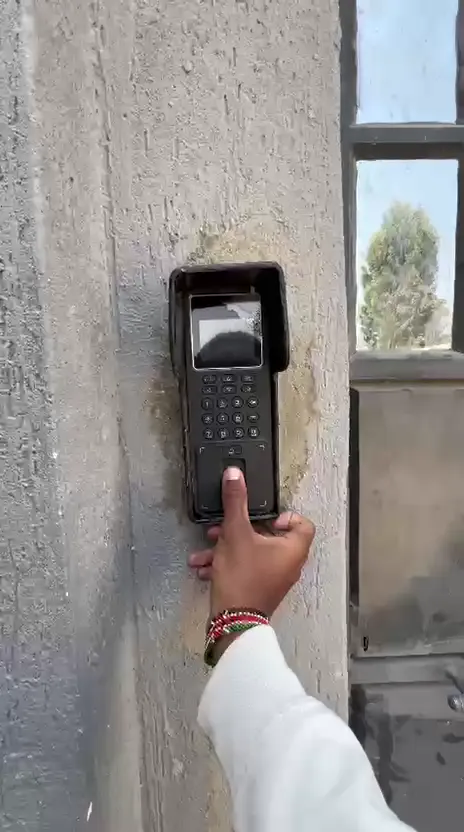 Biometric access control installed by Qyvea at a building entrance