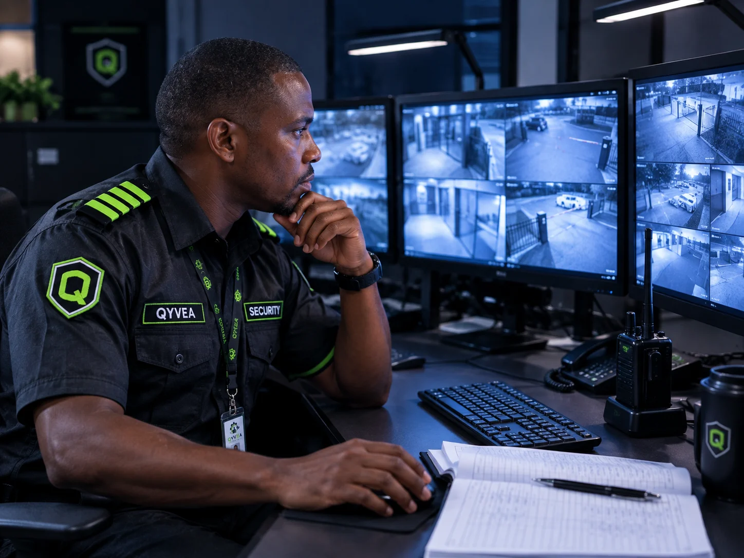 Supervisor at the control room monitoring guard posts