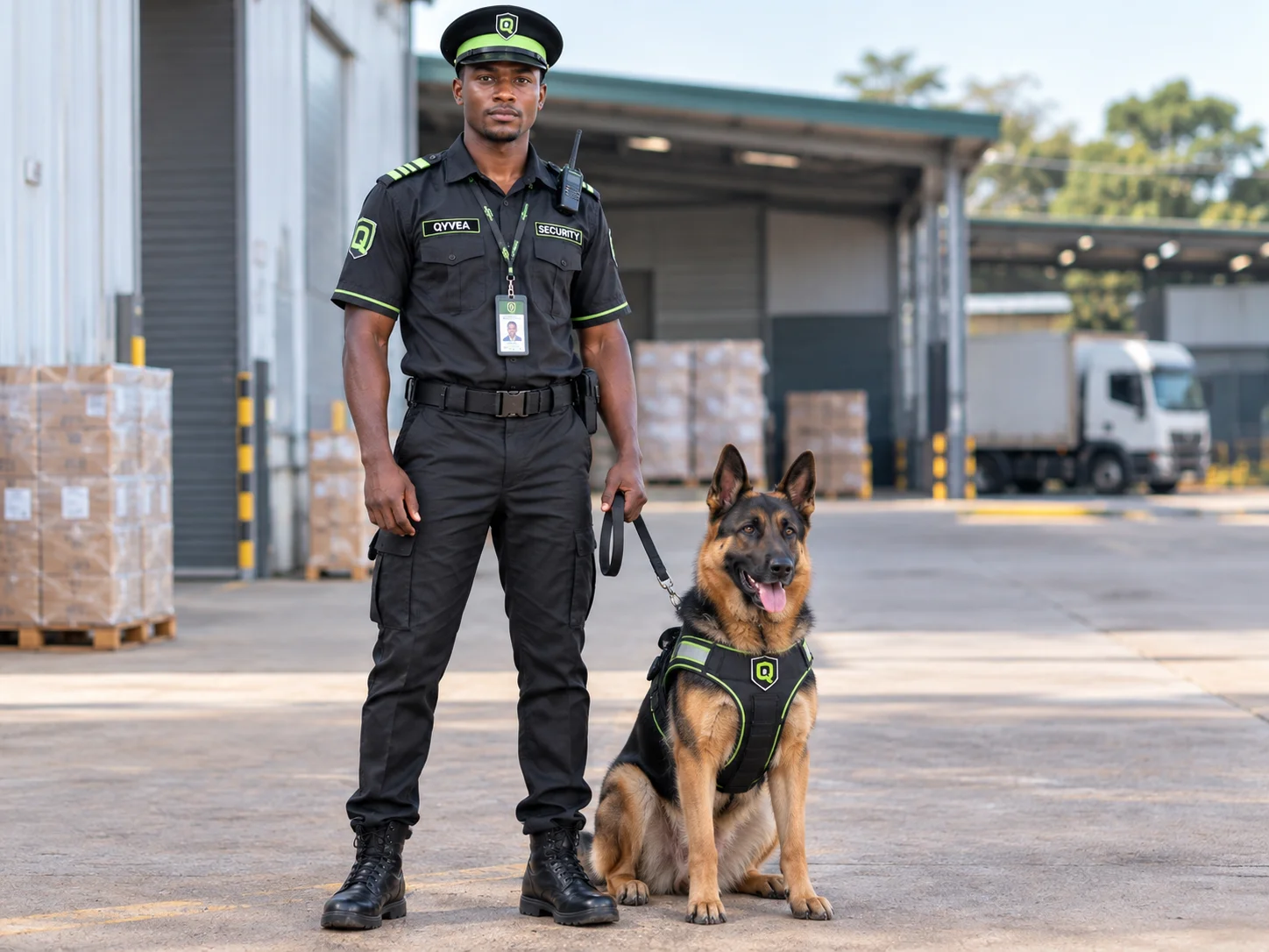 German Shepherd K9 with its handler on patrol