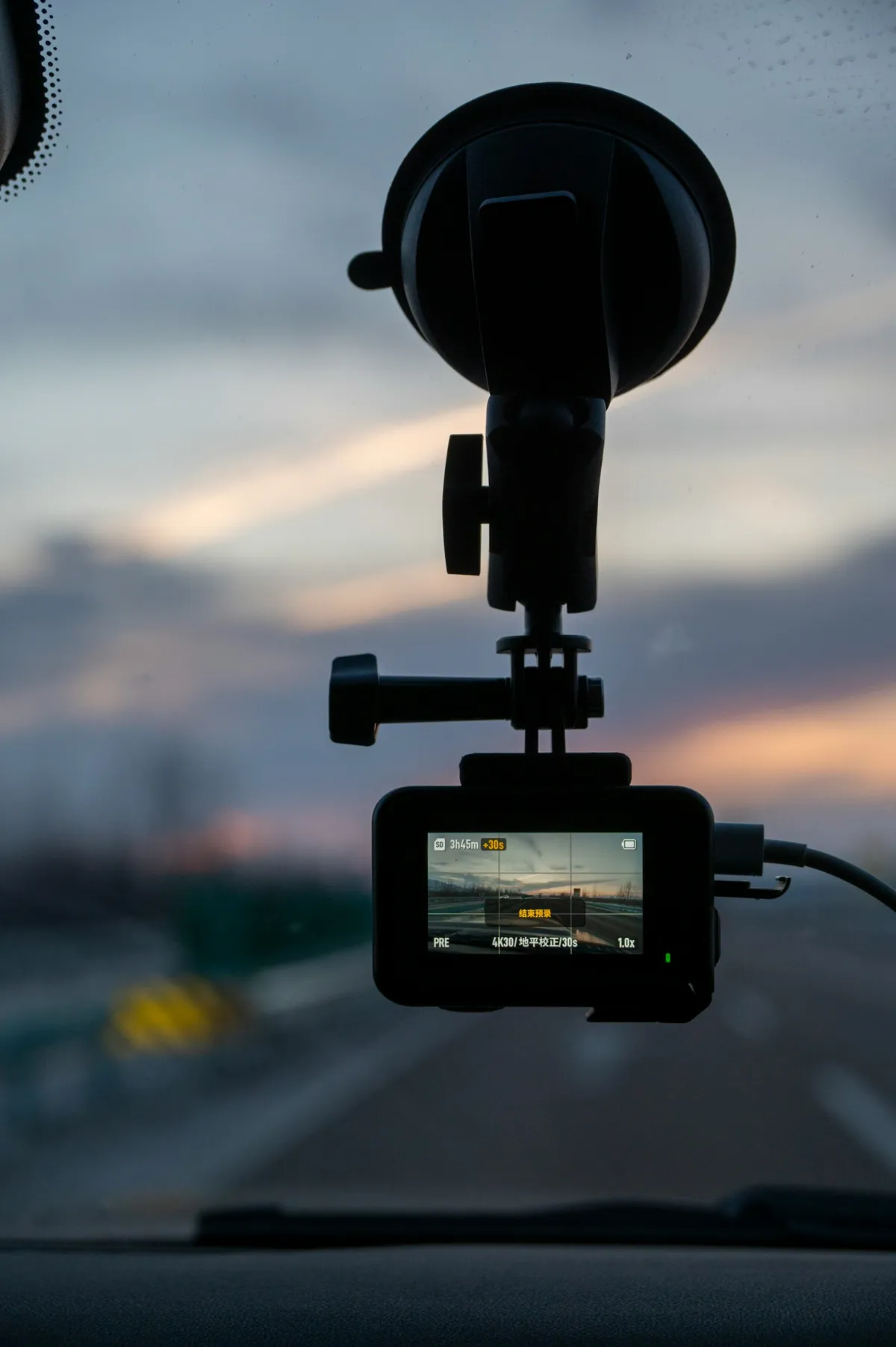 Camera mounted on a car windscreen