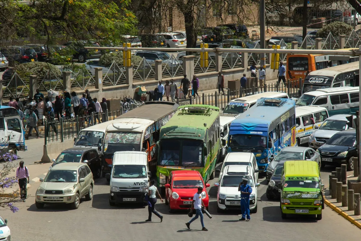 Traffic on a busy street in Nairobi