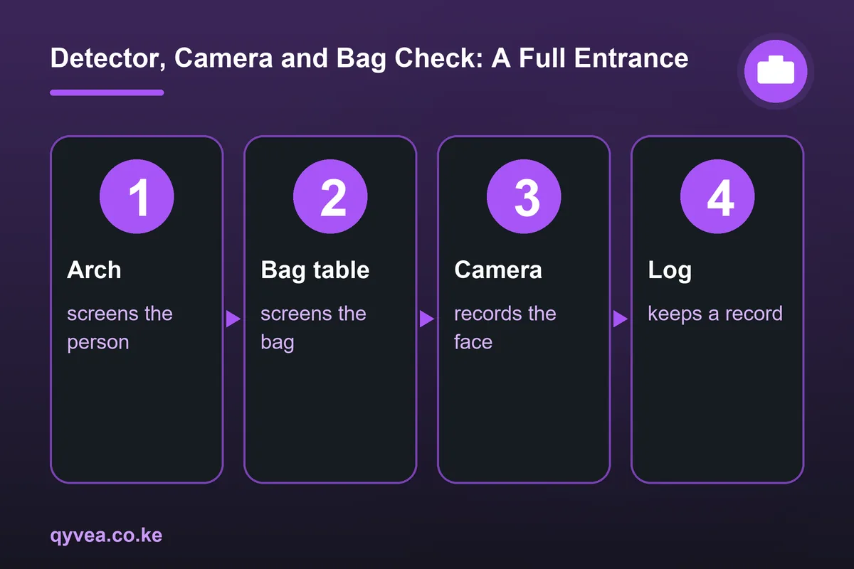 Detector, Camera and Bag Check: A Full Entrance